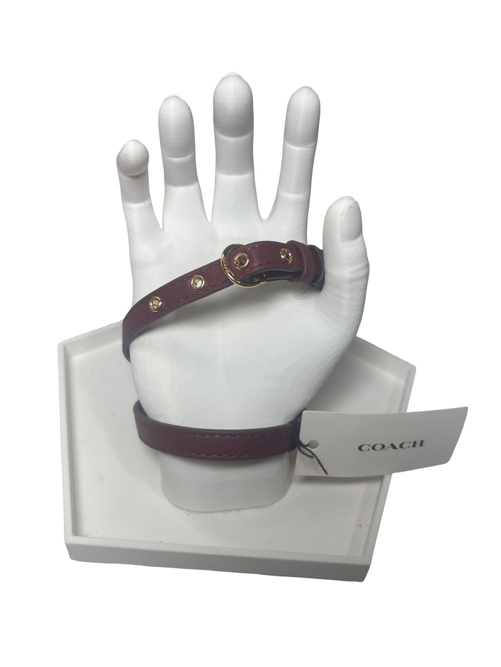 Coach Burgundy Leather Double-Wrap Bracelet with Gold Hardware w/ Dusty!